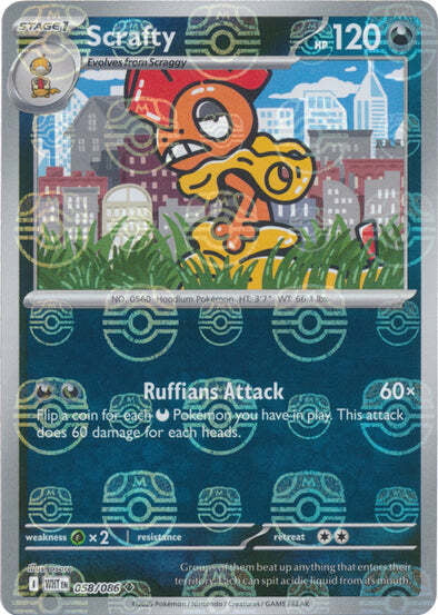 White Flare Scrafty #58/86 Masterball Holo